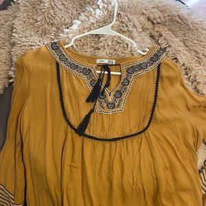 mustard yellow dex clothing blouse